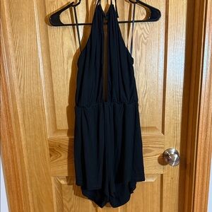 Superdown Black Halter Neck Romper - Large